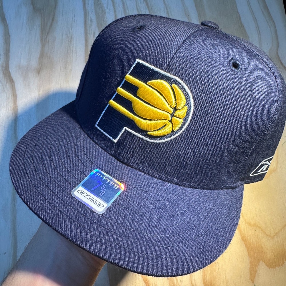Reebok Indiana Pacers NBA Fitted Hat Navy Blue Size 7 5/8
